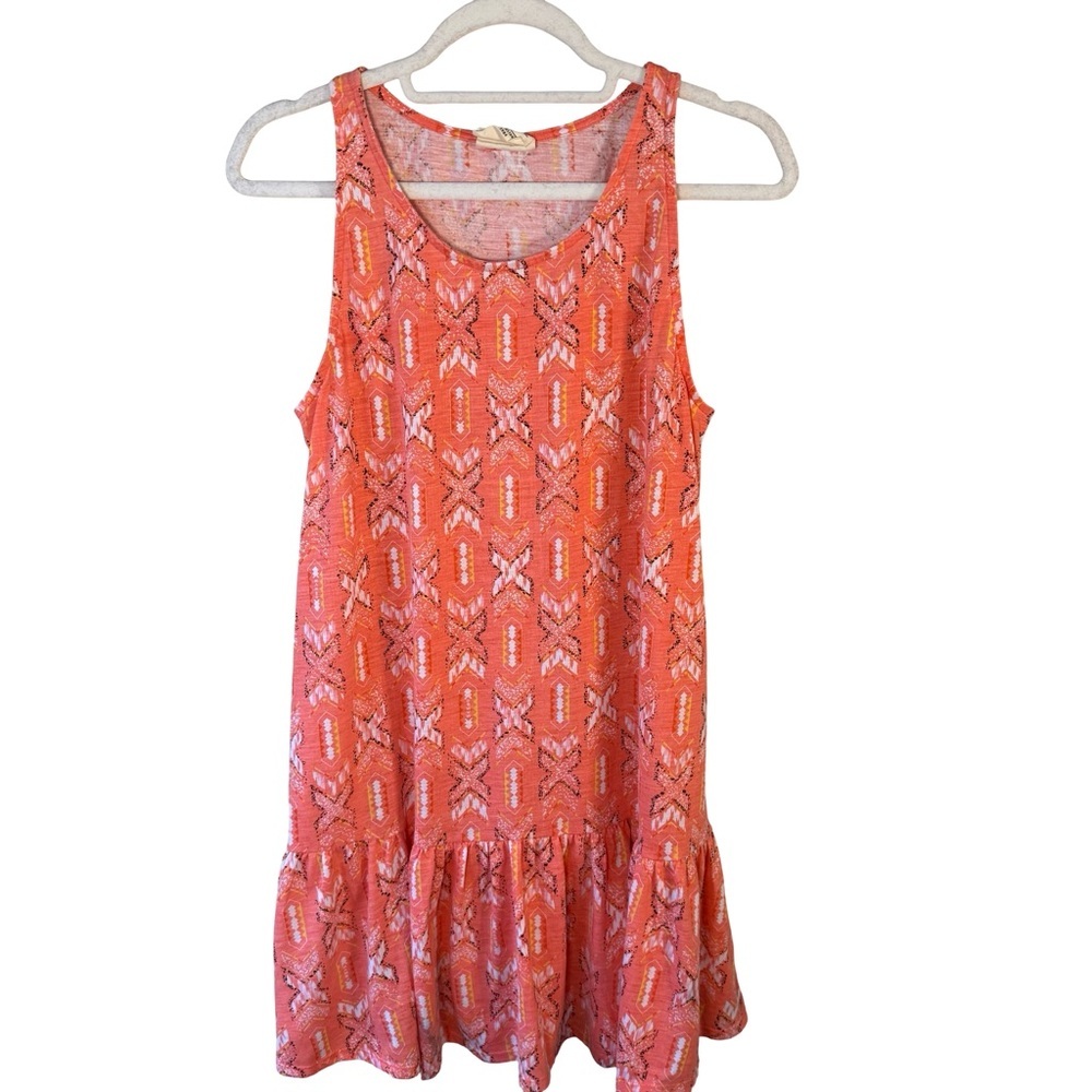Mambo Coral Sleeveless Drop Waist Patterned Dress Size 10 Boho Festival Beach
